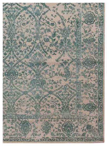 Limited Mossman MOM-907 Dark Green Traditional Knotted Rug