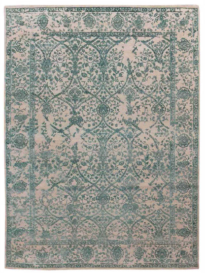 Limited Mossman MOM-907 Dark Green Traditional Knotted Rug