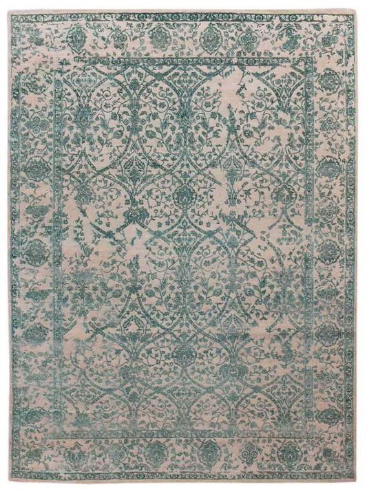 Limited Mossman MOM-907 Dark Green Traditional Knotted Rug