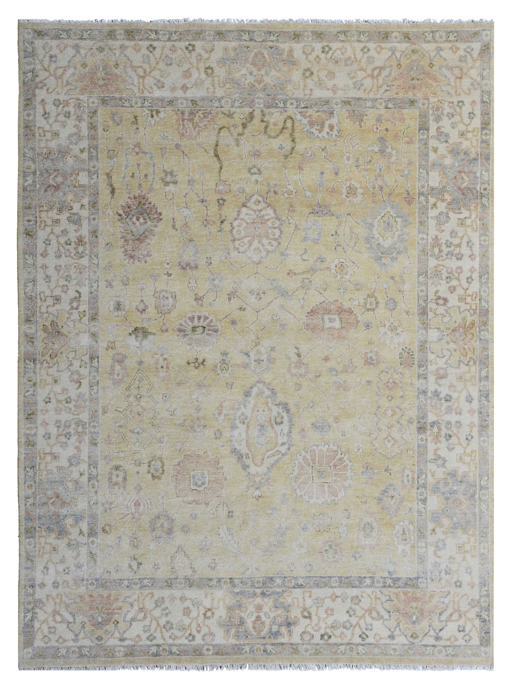 Artisan Priscilla Gold Ivory Traditional Knotted Rug - Rugs - Artisan - Atlanta Designer Rugs