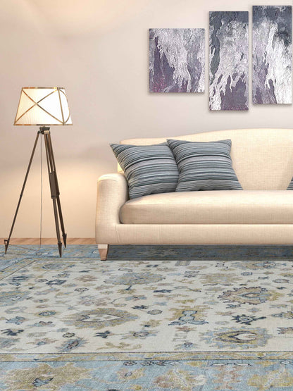 Artisan Priscilla Ivory Lt.Blue Traditional Knotted Rug - Rugs - Artisan - Atlanta Designer Rugs