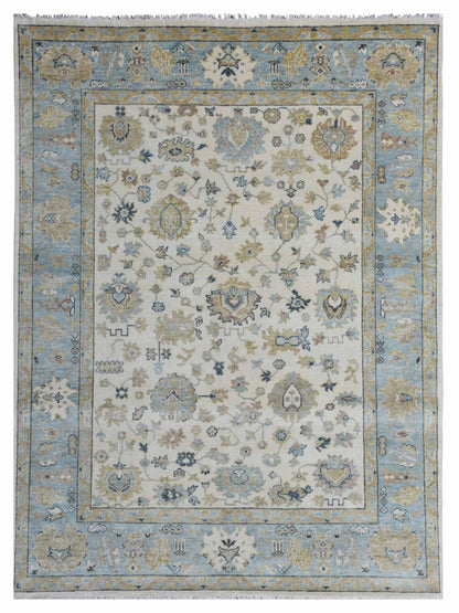Artisan Priscilla Ivory Lt.Blue Traditional Knotted Rug - Rugs - Artisan - Atlanta Designer Rugs