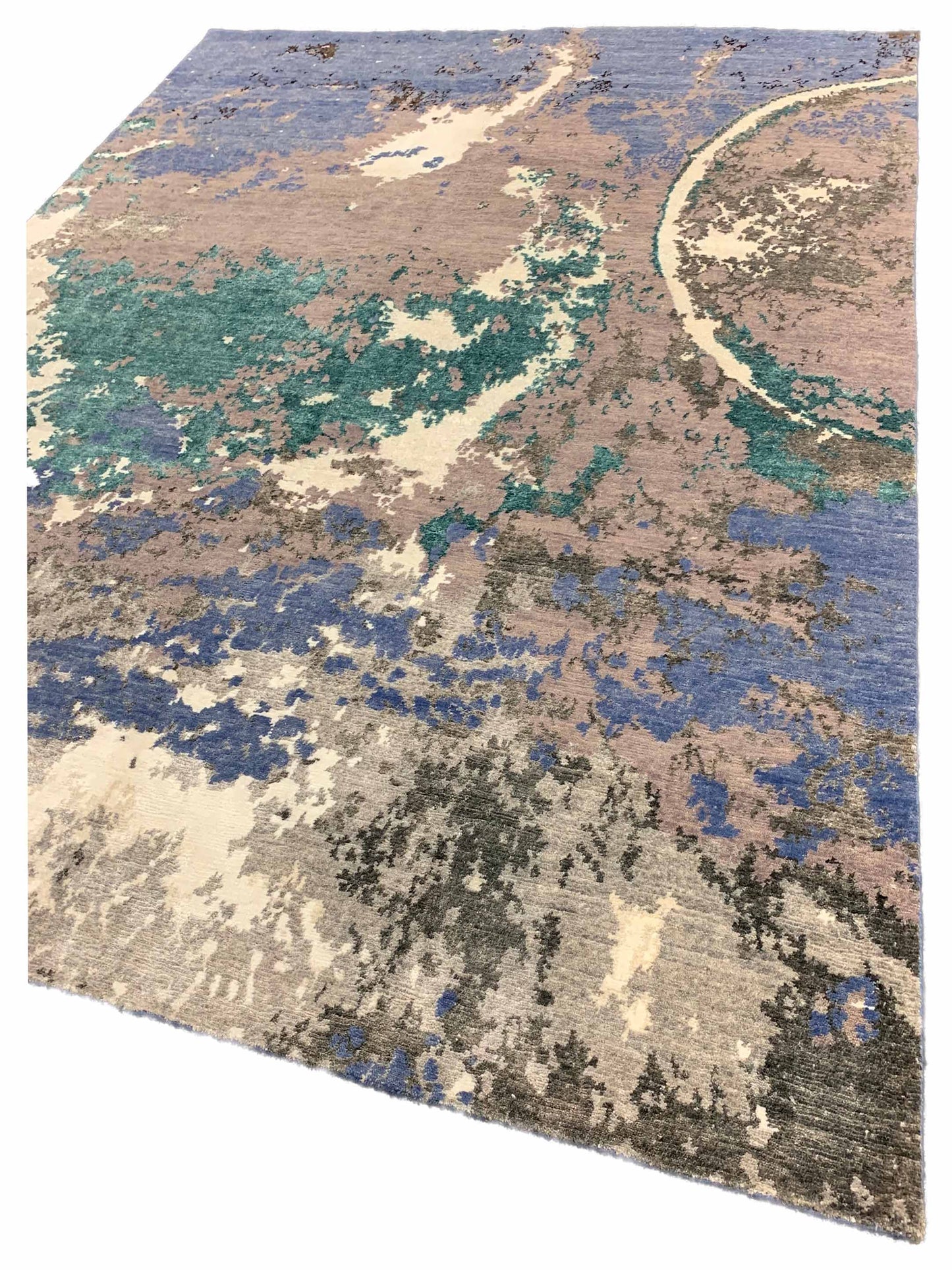 Artisan Mary Blue Grey Contemporary Knotted Rug - Rugs - Artisan - Atlanta Designer Rugs