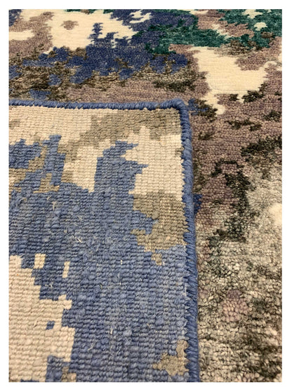 Artisan Mary Blue Grey Contemporary Knotted Rug - Rugs - Artisan - Atlanta Designer Rugs