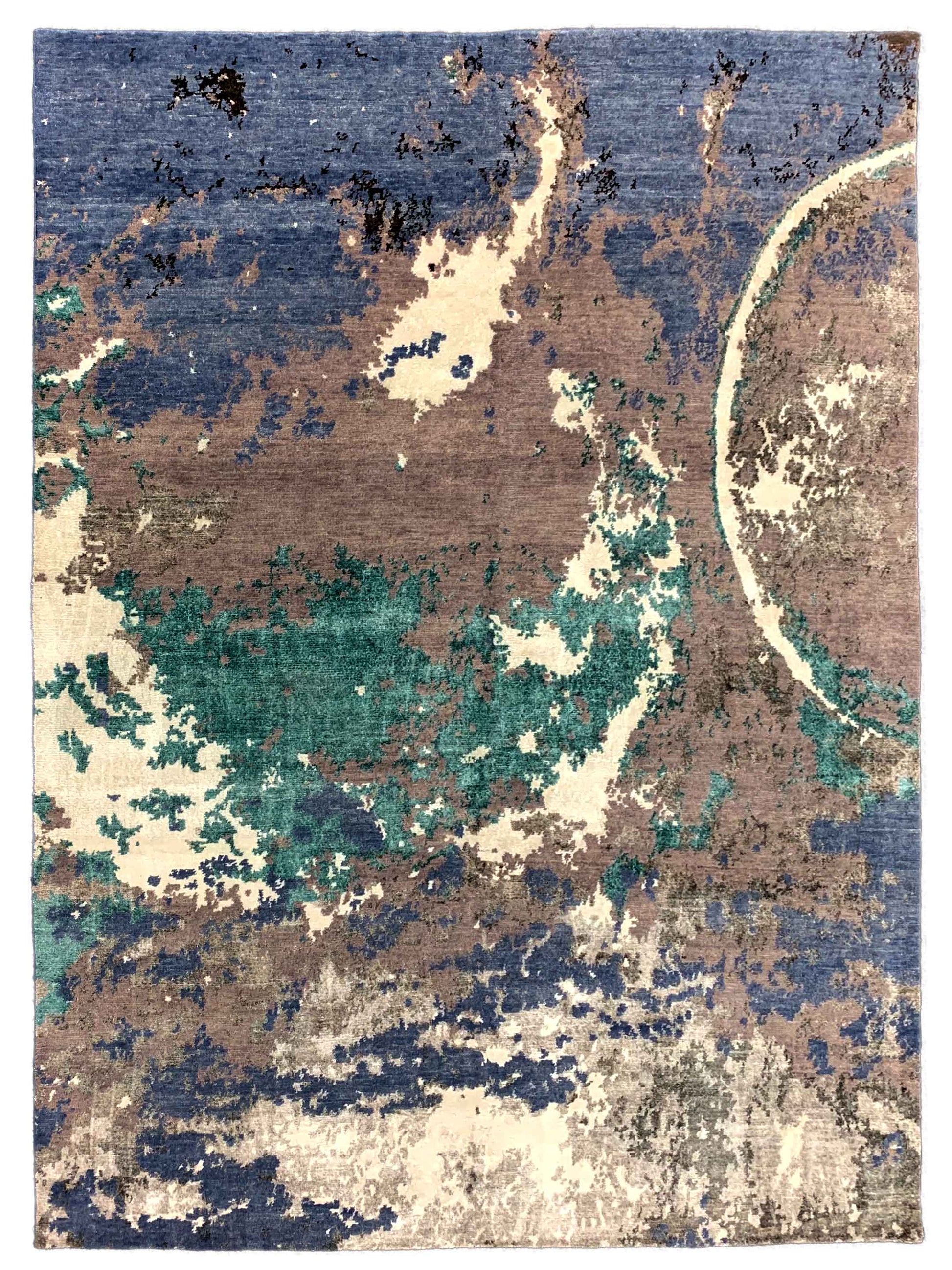 Artisan Mary Blue Grey Contemporary Knotted Rug - Rugs - Artisan - Atlanta Designer Rugs