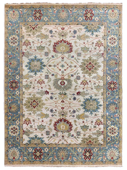 Artisan Cameron Ivory Lt.Blue Traditional Knotted Rug - Rugs - Artisan - Atlanta Designer Rugs