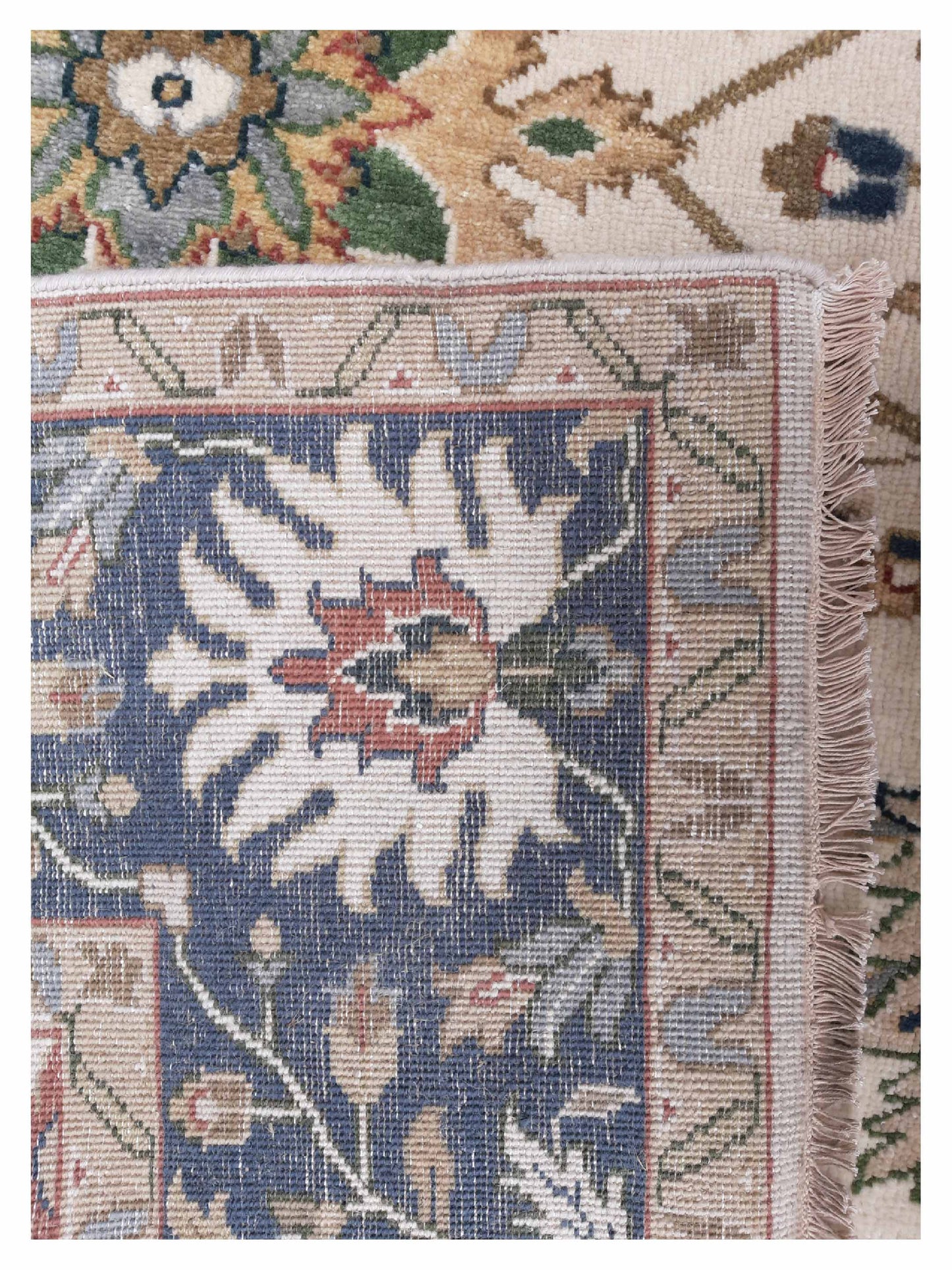 Artisan Cameron  Ivory Teal Traditional Knotted Rug
