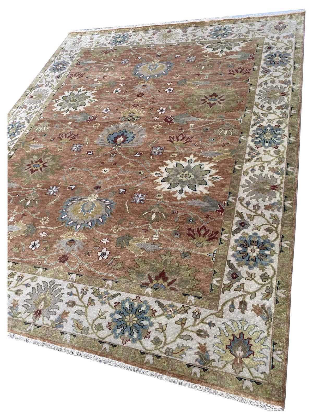 Cameron Rust Ivory Traditional Knotted Rug | Handmade Wool Rug ...