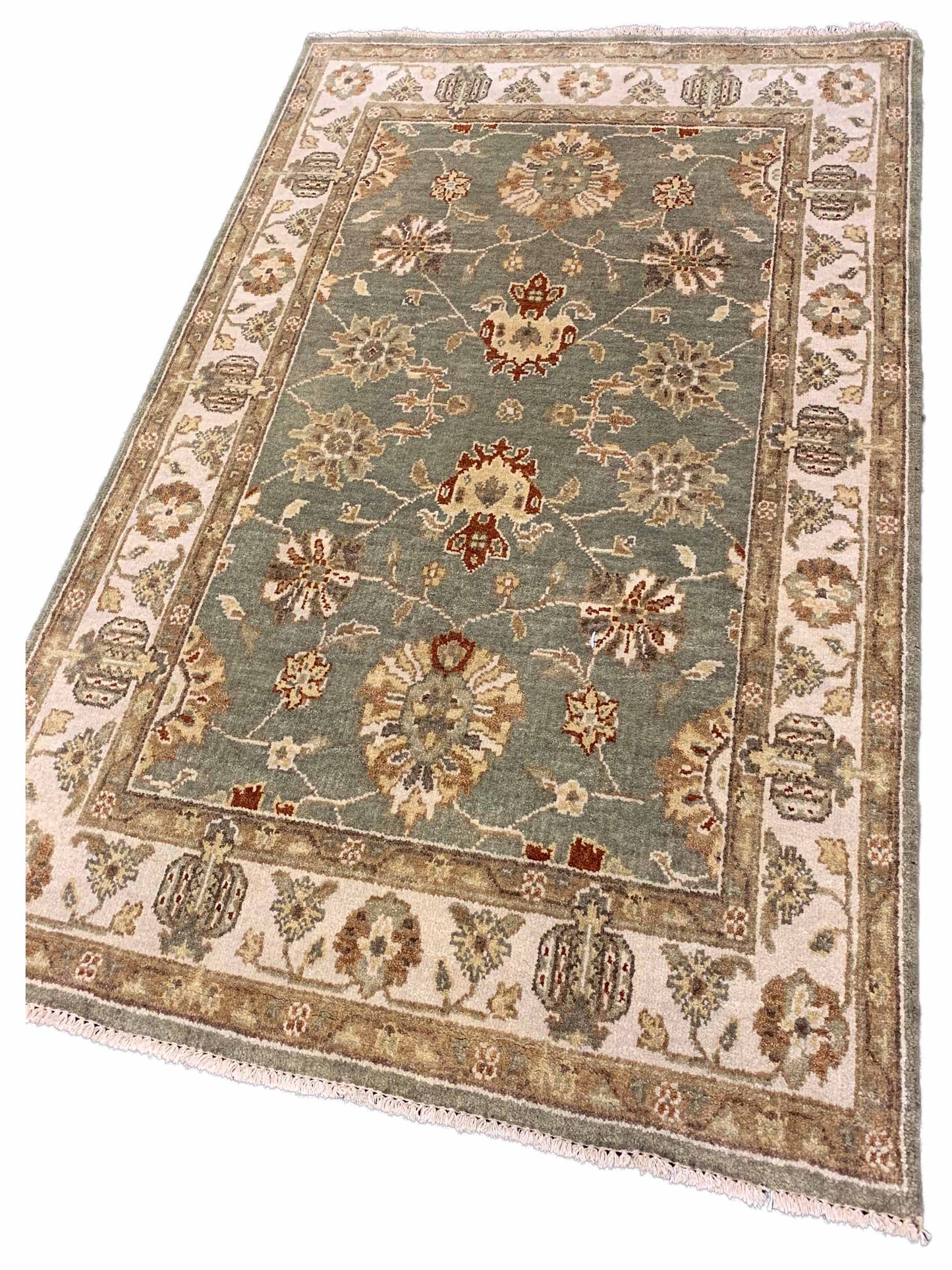 Artisan Anna  Green Ivory Traditional Knotted Rug