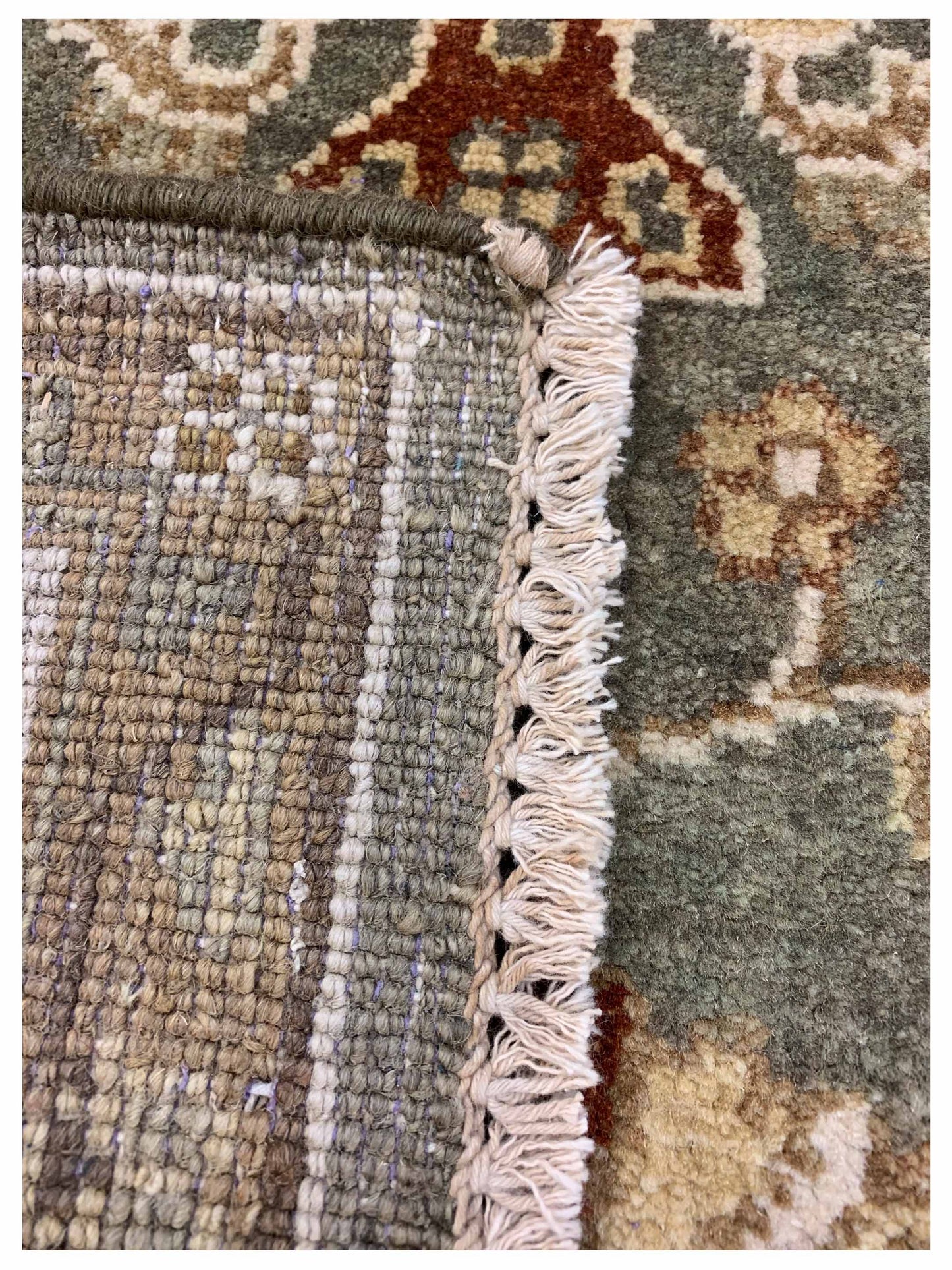 Artisan Anna  Green Ivory Traditional Knotted Rug