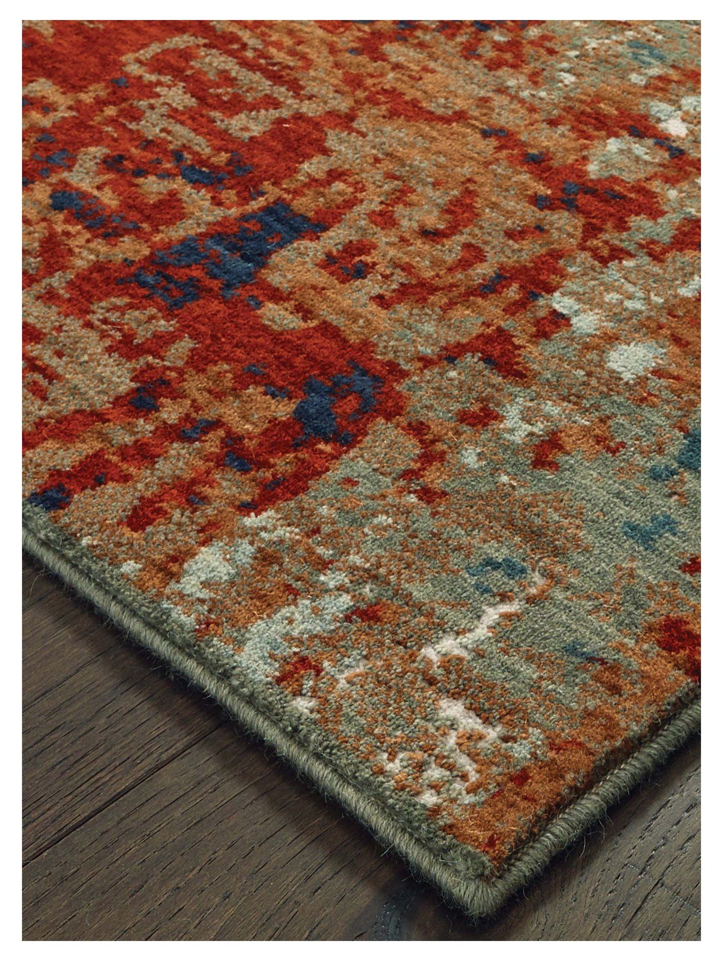 Oriental Weavers Montage 092LE Blue Rust Contemporary Machinemade Rug