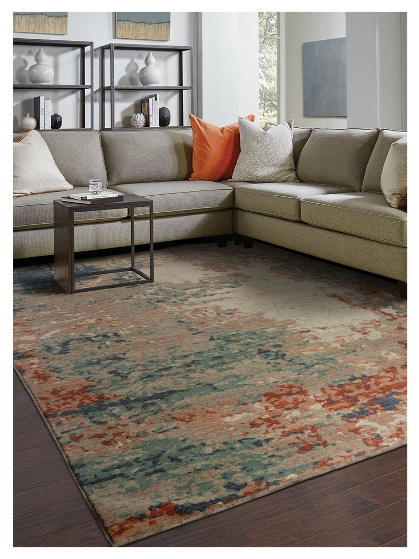 Oriental Weavers Montage 092LE Blue Rust Contemporary Machinemade Rug
