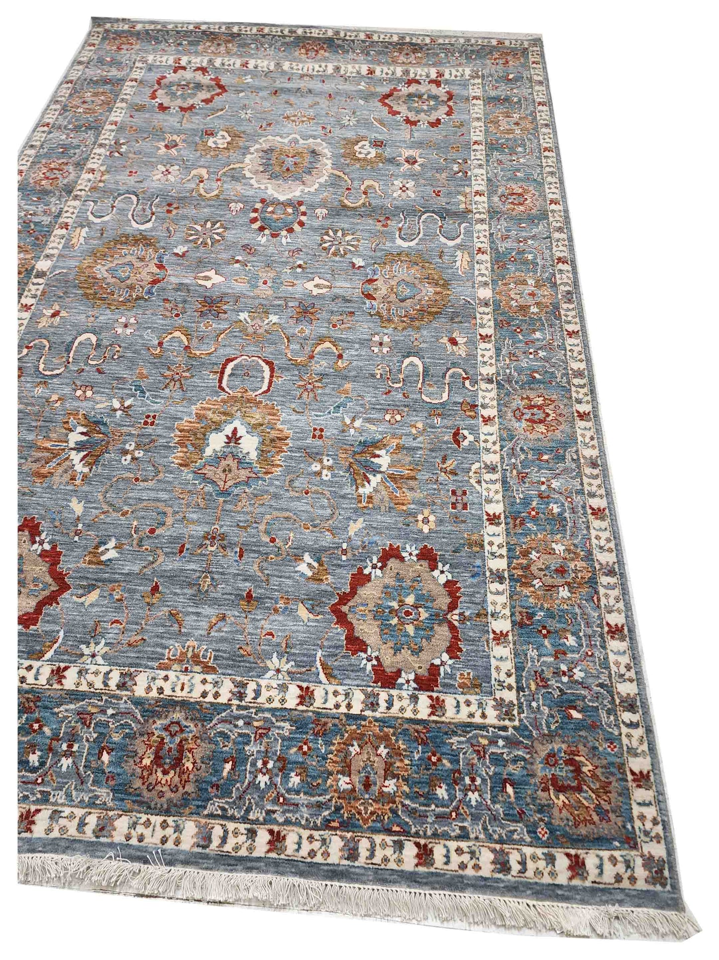 Artisan Agra Modern  Grey Blue Traditional Knotted Rug