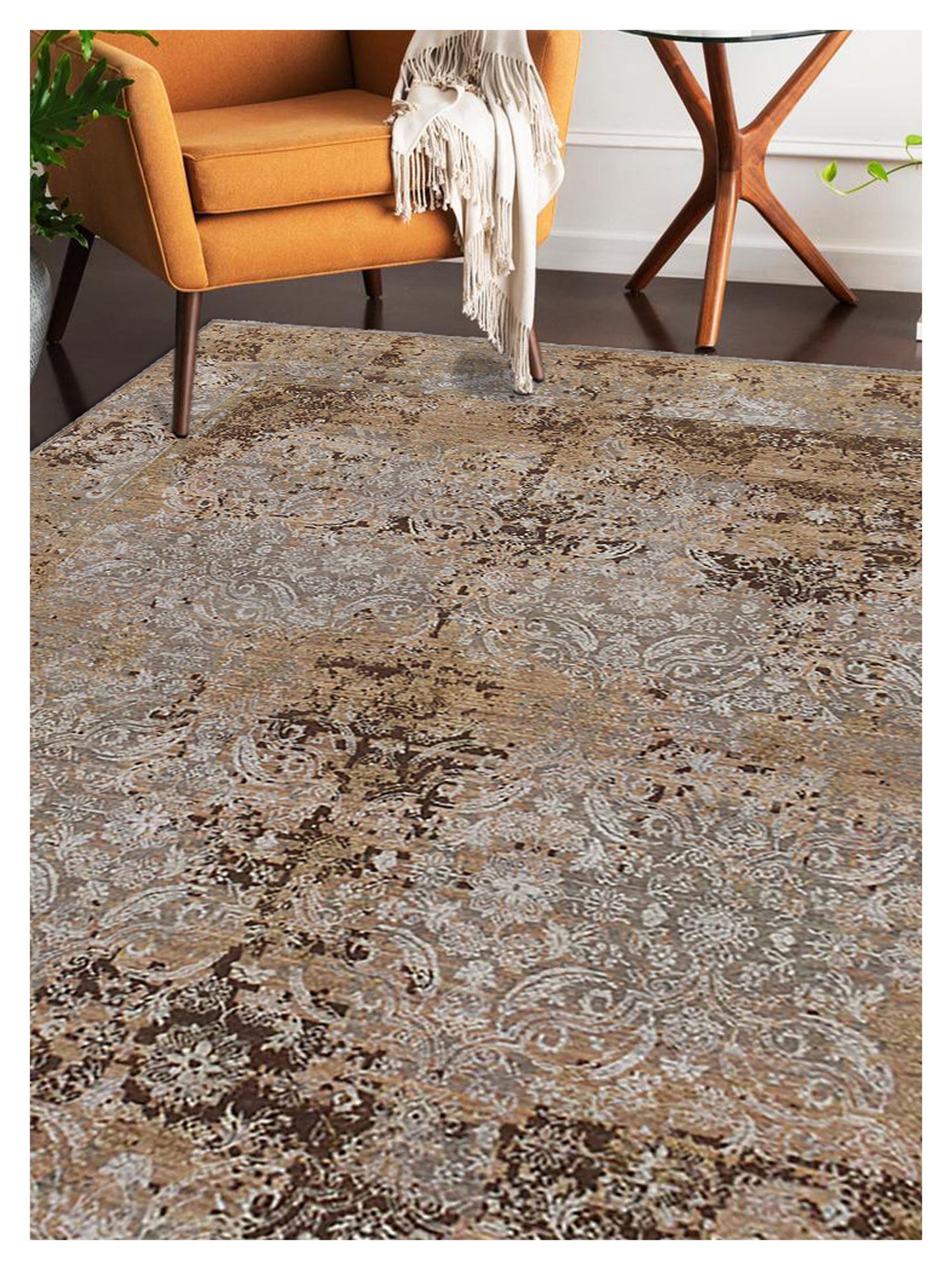 Limited PARKES PA-556 Peach  Transitional Knotted Rug