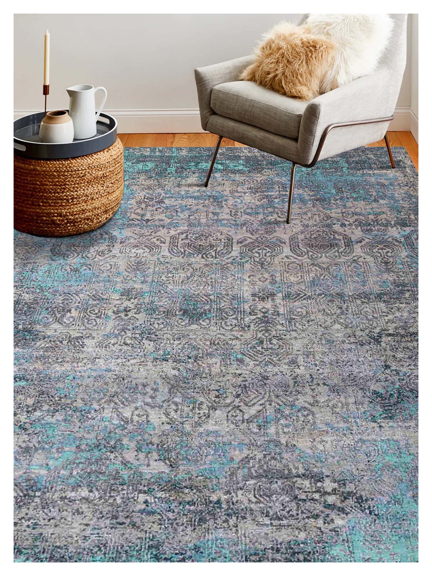 Limited Rylstone RST-704 Turquoise  Transitional Knotted Rug