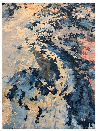 Artisan Toni Blue Gold Transitional Knotted Rug - Rugs - Artisan - Atlanta Designer Rugs