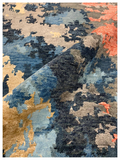 Artisan Toni Blue Gold Transitional Knotted Rug - Rugs - Artisan - Atlanta Designer Rugs