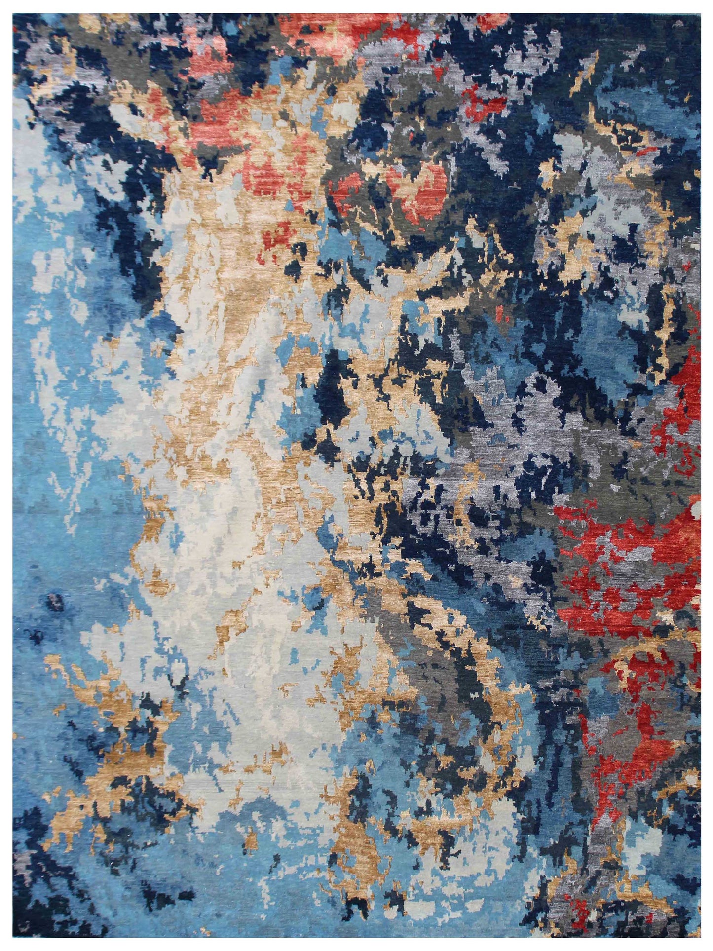 Artisan Toni Blue Gold Transitional Knotted Rug - Rugs - Artisan - Atlanta Designer Rugs