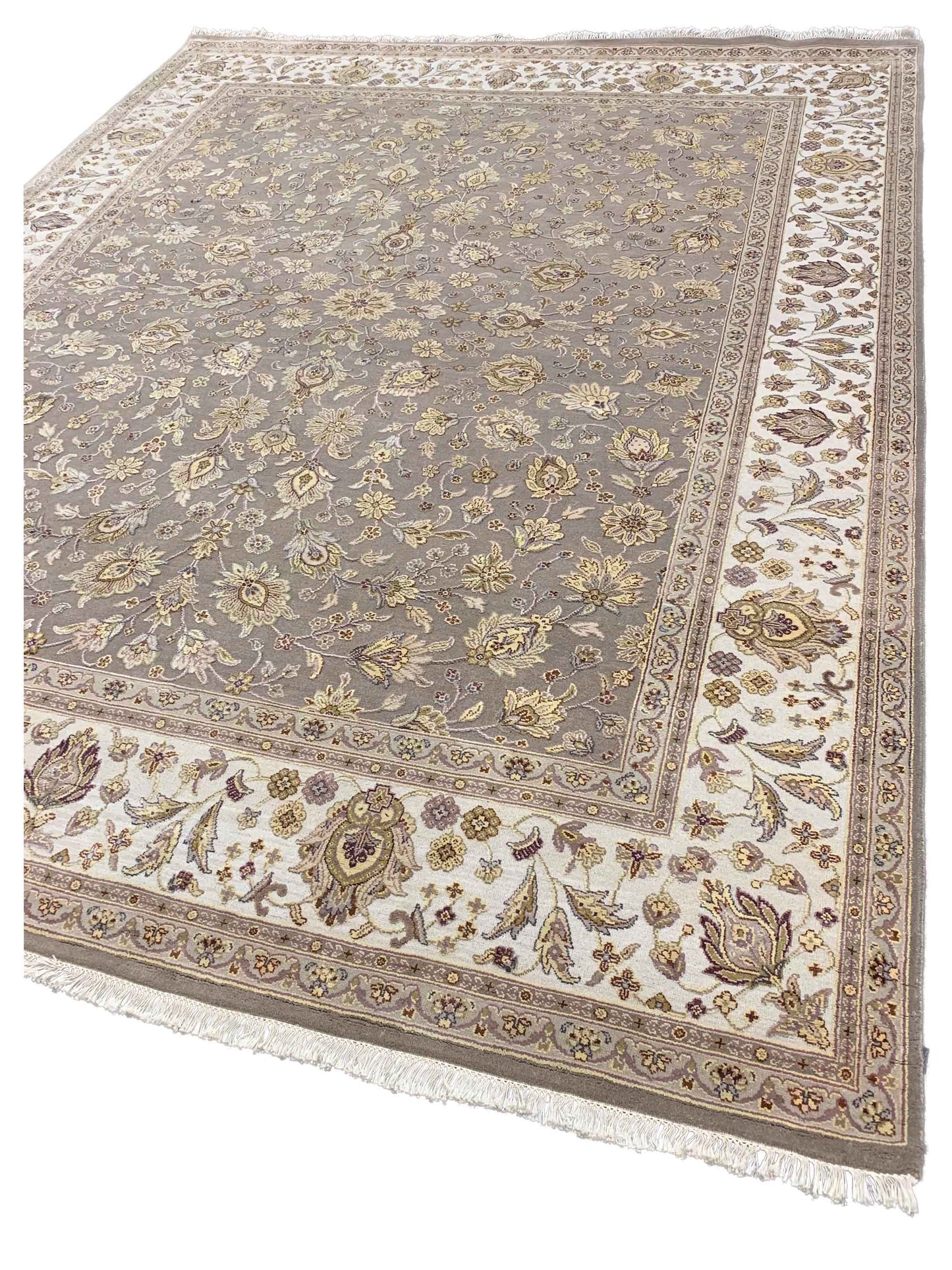 Artisan Rachel  Lt.Brown Ivory Traditional Knotted Rug