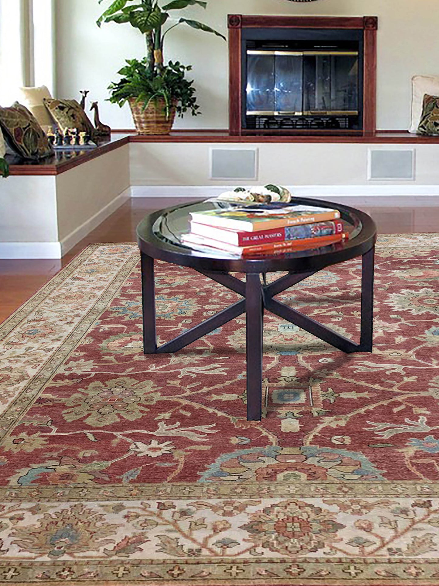Artisan Cameron  Rust Ivory Traditional Knotted Rug