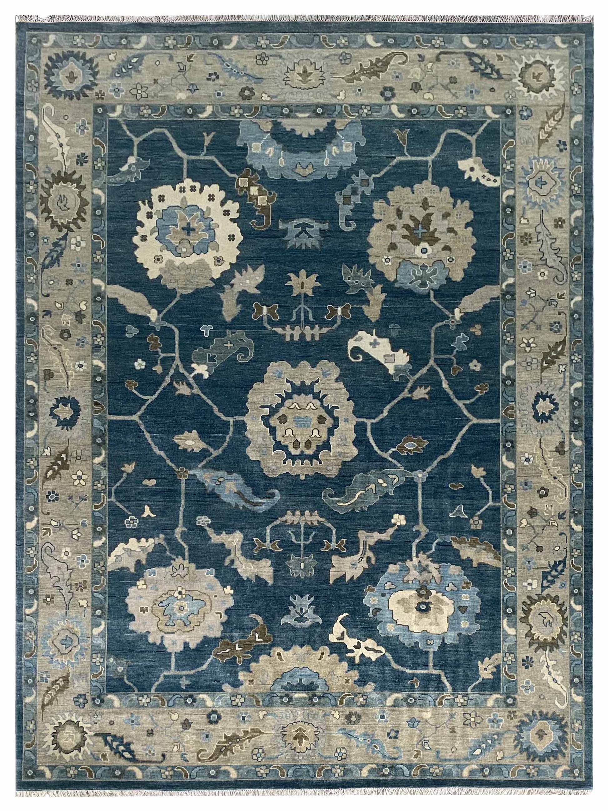 Artisan Blossom-2 RS-5006 Teal Blue Traditional Knotted Rug