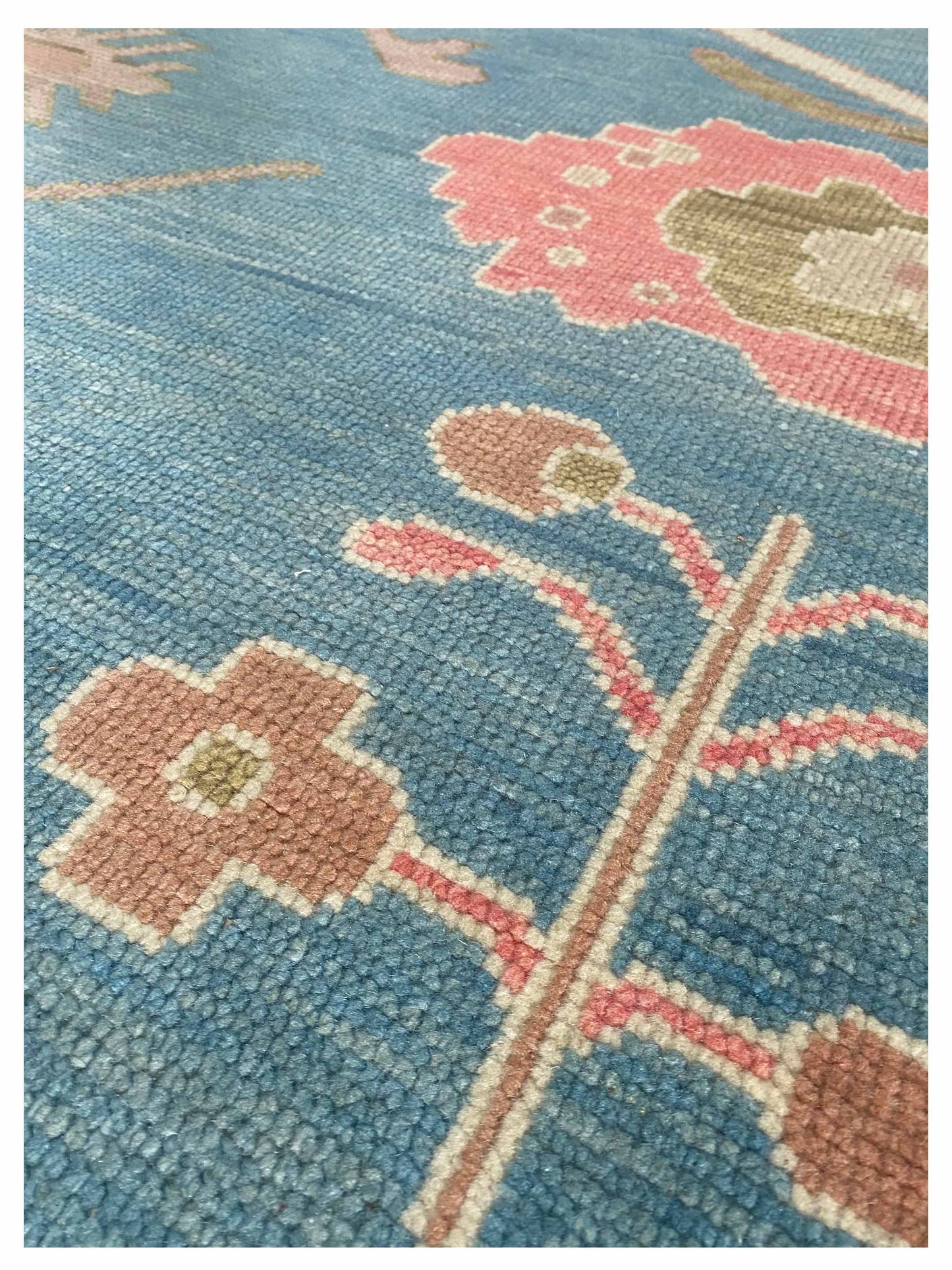 Artisan Blossom-2  Teal Blue Teal Blue Traditional Knotted Rug