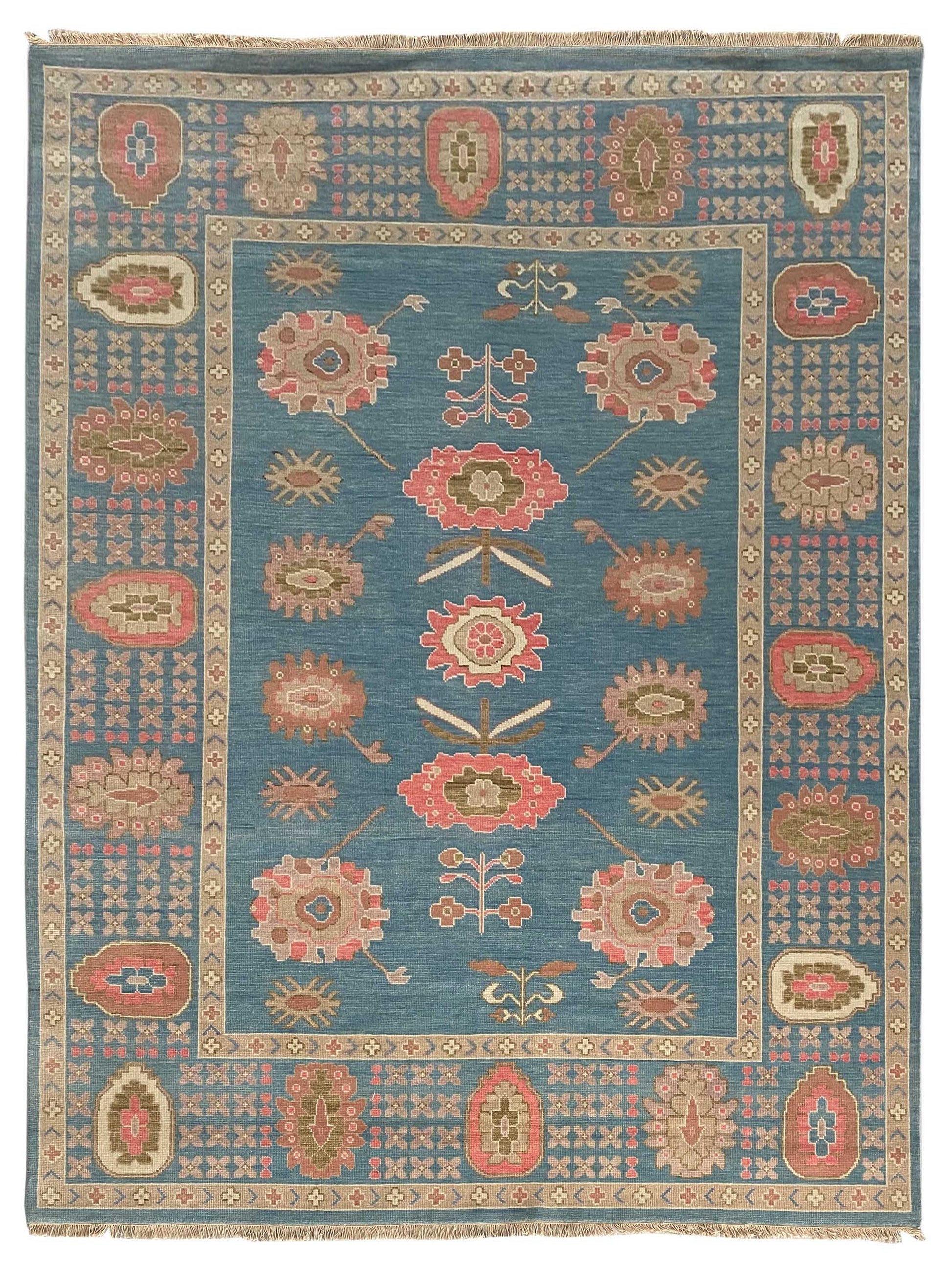Artisan Blossom-2 RS-5055 Teal Blue Traditional Knotted Rug