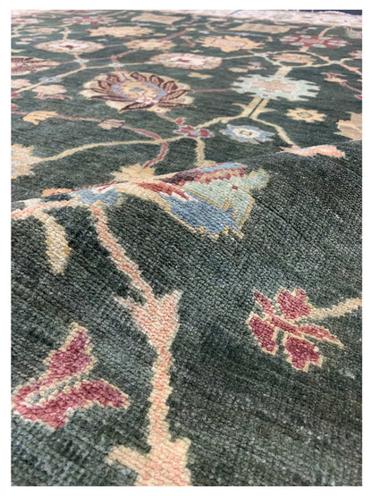 Artisan Cameron Teal Green Ivory Traditional Knotted Rug - Rugs - Artisan - Atlanta Designer Rugs