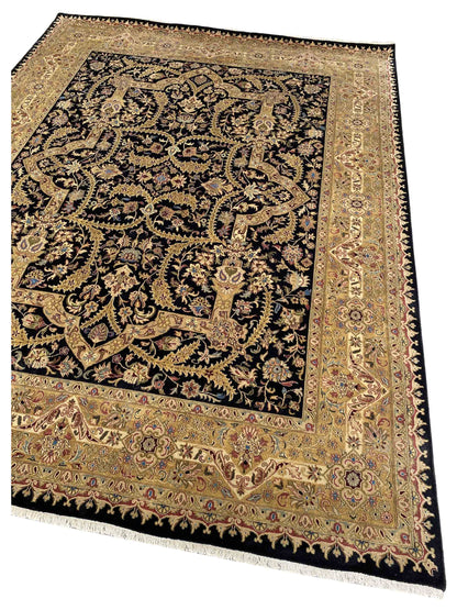 Artisan Lynda  Black Gold Traditional Knotted Rug