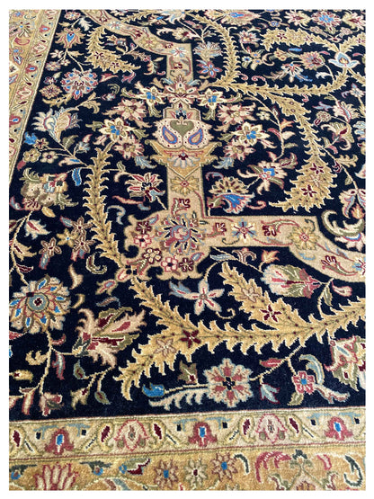 Artisan Lynda  Black Gold Traditional Knotted Rug