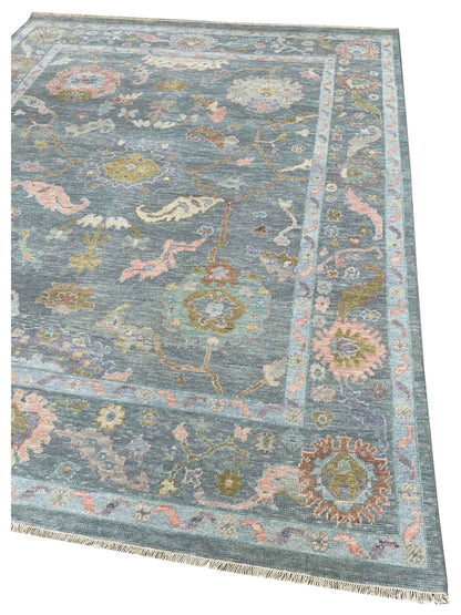Artisan Blossom Blue Traditional Knotted Rug