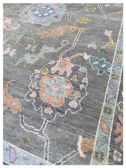 Artisan Blossom-2  Grey DK.Grey Traditional Knotted Rug