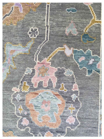 Artisan Blossom-2  Grey DK.Grey Traditional Knotted Rug