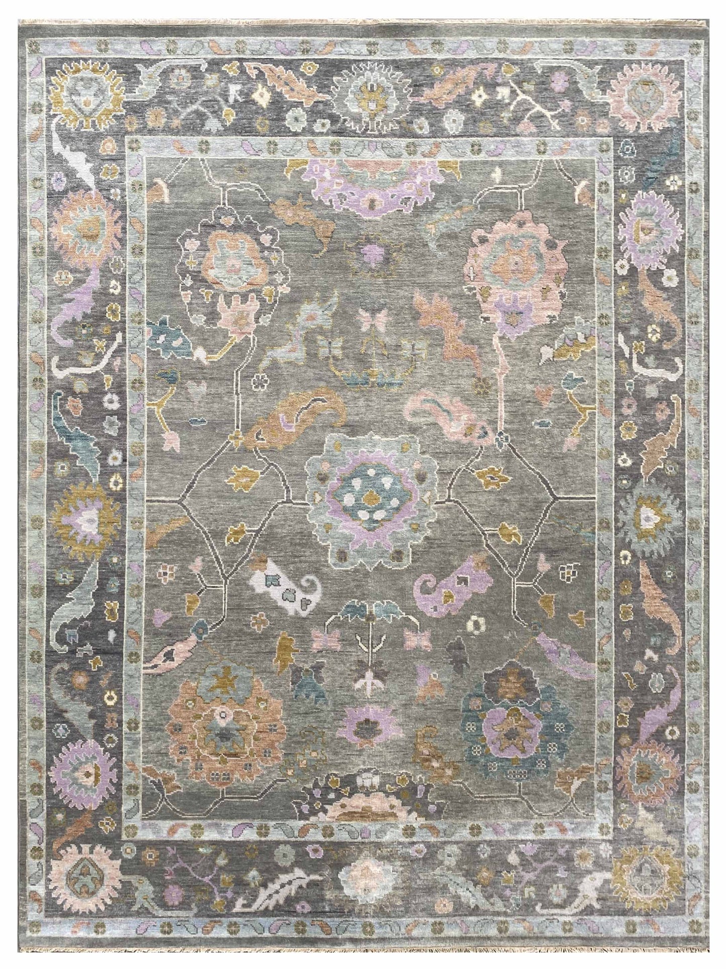 Artisan Blossom-2 FB-516 Grey Traditional Knotted Rug