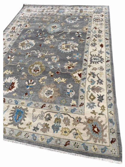 Artisan Blossom-2 Grey Beige Traditional Knotted Rug