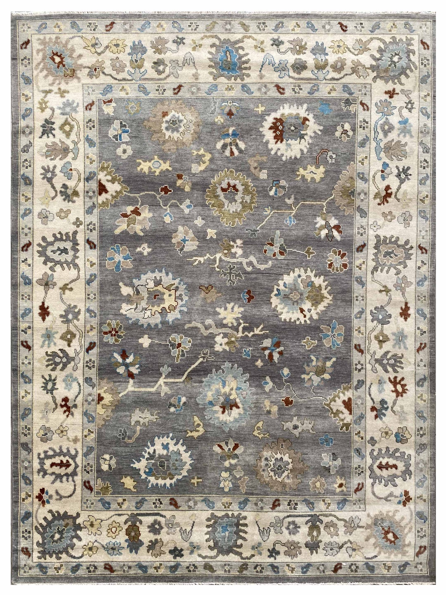 Artisan Blossom-2 FB-549 Grey Traditional Knotted Rug