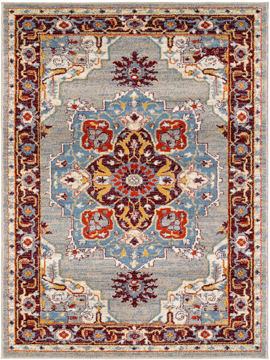 Limited Leighton LO-557 Beige Maroon Traditional Machinemade Rug