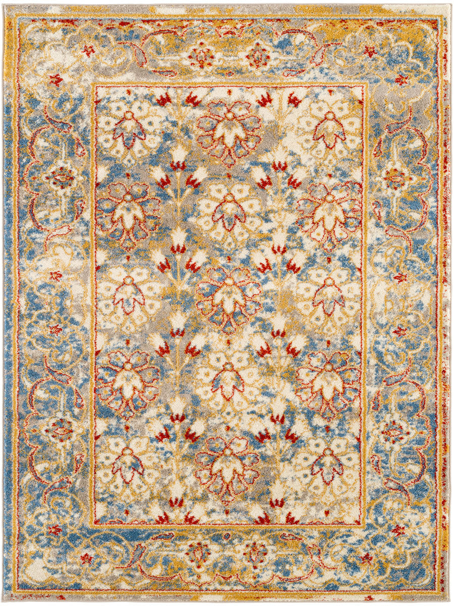 Limited Leighton LO-551 Ivory Blue Traditional Machinemade Rug