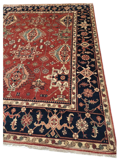Artisan Helena  Red Navy Traditional Knotted Rug