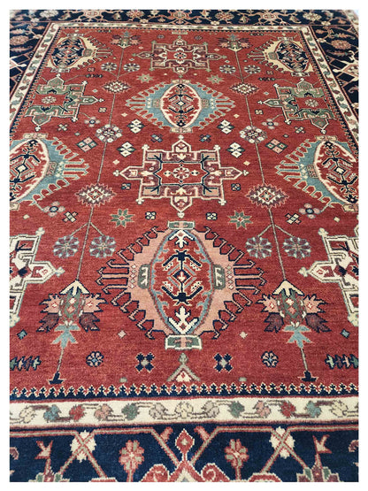Artisan Helena  Red Navy Traditional Knotted Rug
