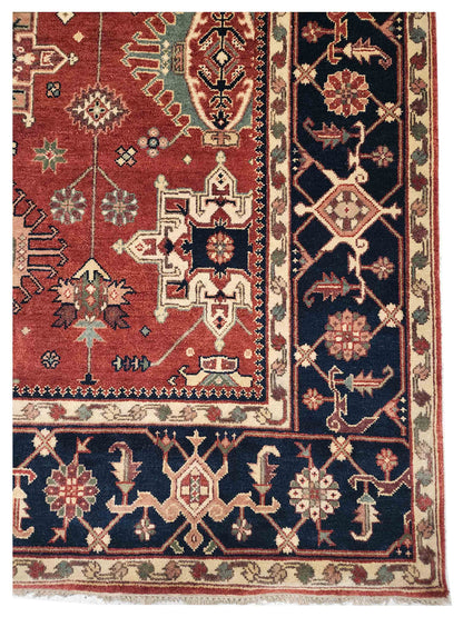 Artisan Helena  Red Navy Traditional Knotted Rug