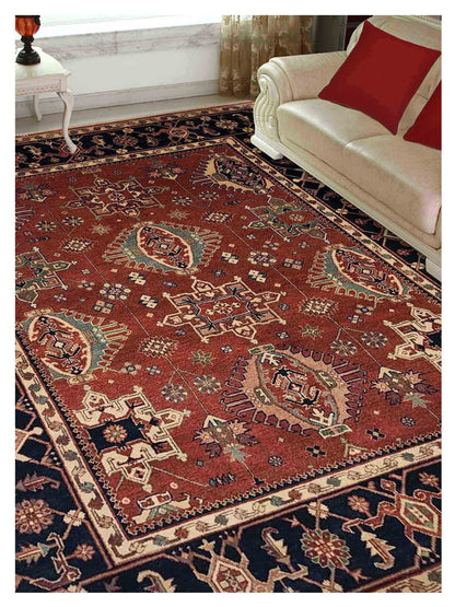 Artisan Helena  Red Navy Traditional Knotted Rug