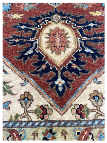 Artisan Sarapi Rust Navy Traditional Knotted Rug - Rugs - Artisan - Atlanta Designer Rugs