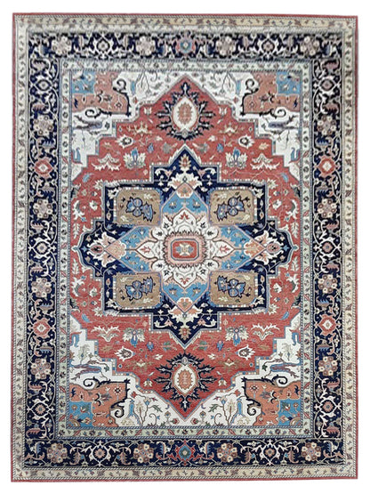 Artisan Sarapi Rust Navy Traditional Knotted Rug - Rugs - Artisan - Atlanta Designer Rugs