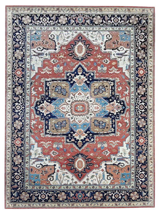 Artisan Sarapi Rust Navy Traditional Knotted Rug - Rugs - Artisan - Atlanta Designer Rugs