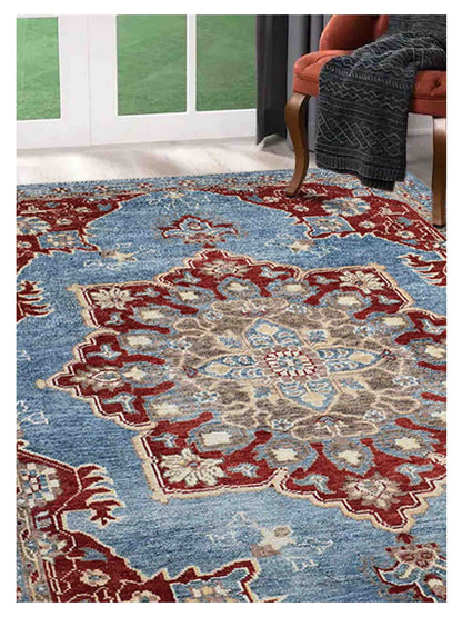 Artisan Aimee  Navy Red Traditional Knotted Rug