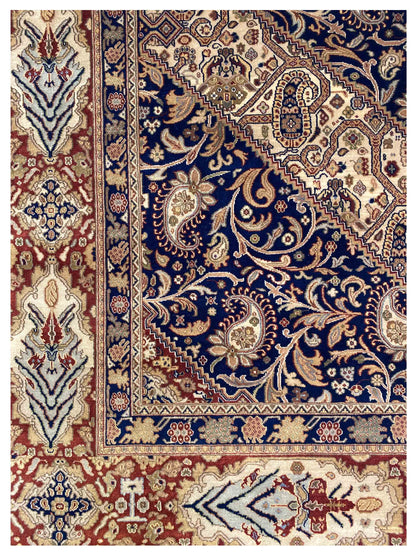 Artisan Lynda  Navy Rust Traditional Knotted Rug