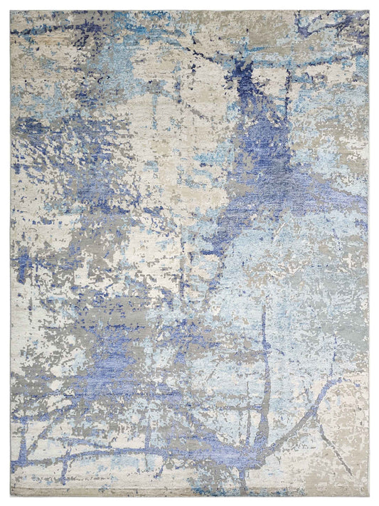 Artisan Tawny Silver Blue Transitional Knotted Rug - Rugs - Artisan - Atlanta Designer Rugs