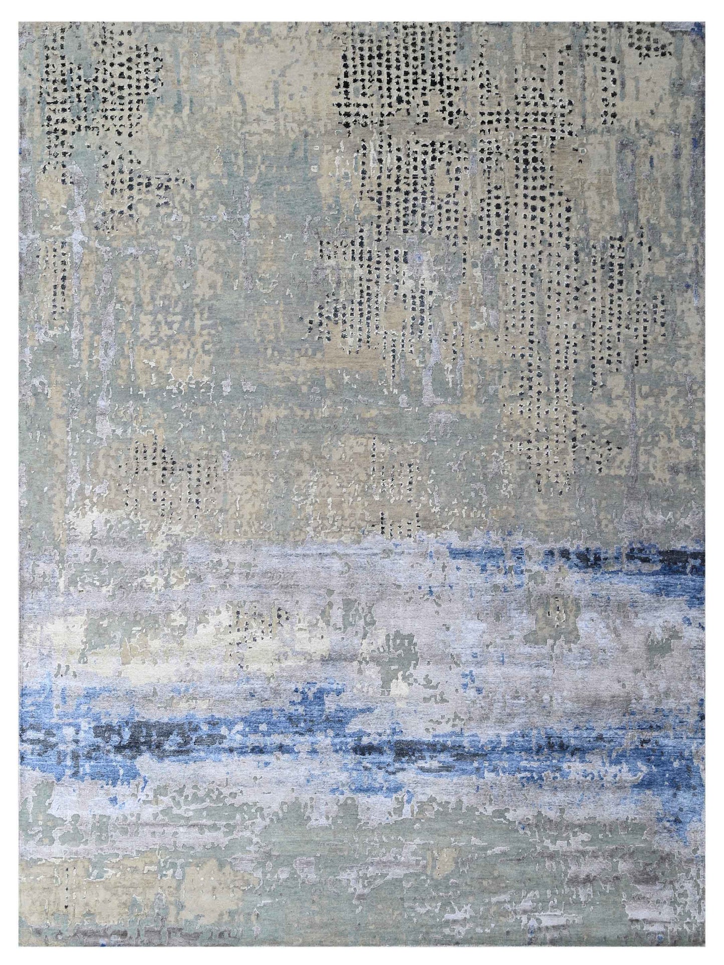 Artisan Tawny Lt.Blue Silver Contemporary Knotted Rug - Rugs - Artisan - Atlanta Designer Rugs