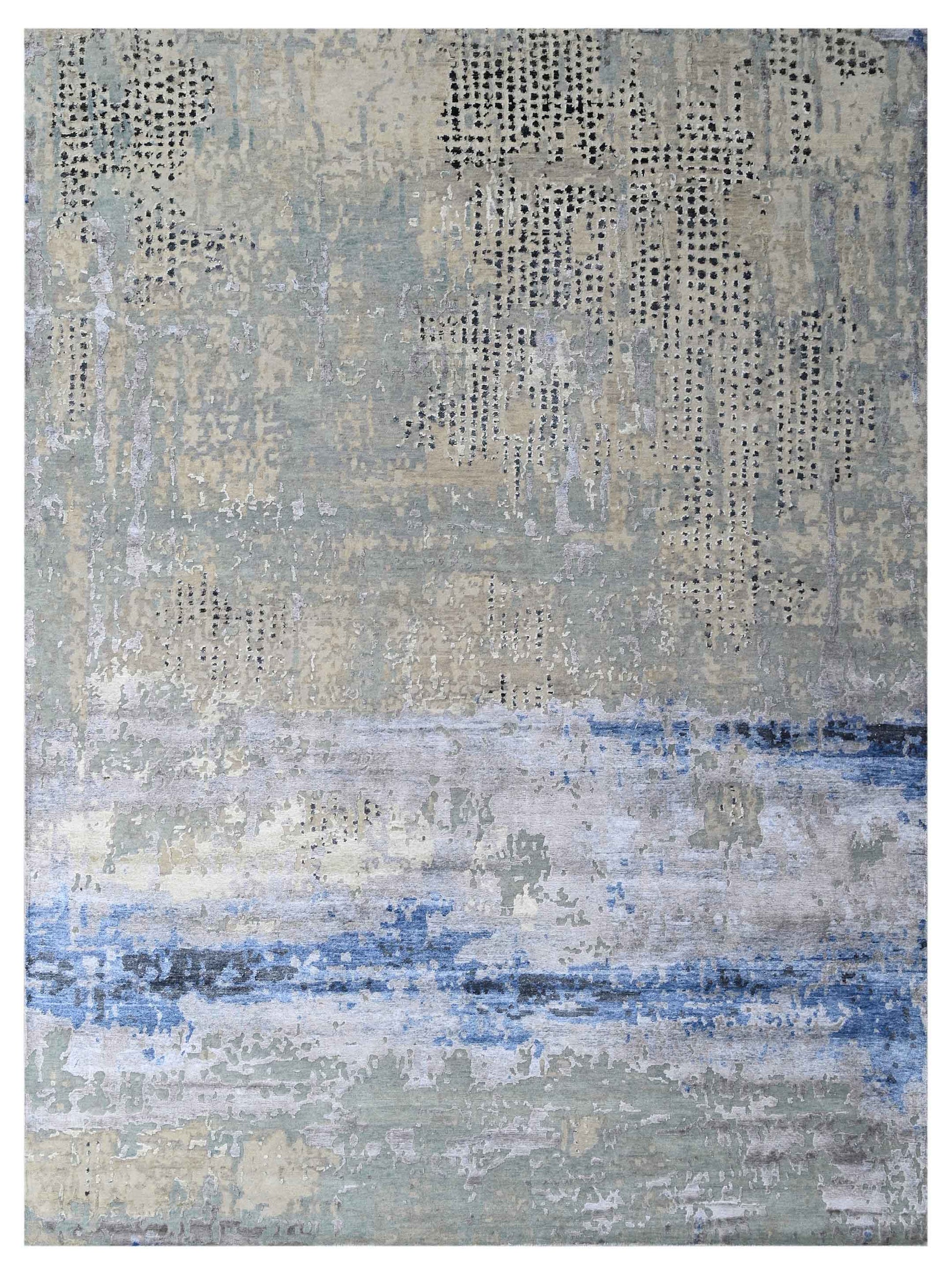 Artisan Tawny Lt.Blue Silver Contemporary Knotted Rug - Rugs - Artisan - Atlanta Designer Rugs